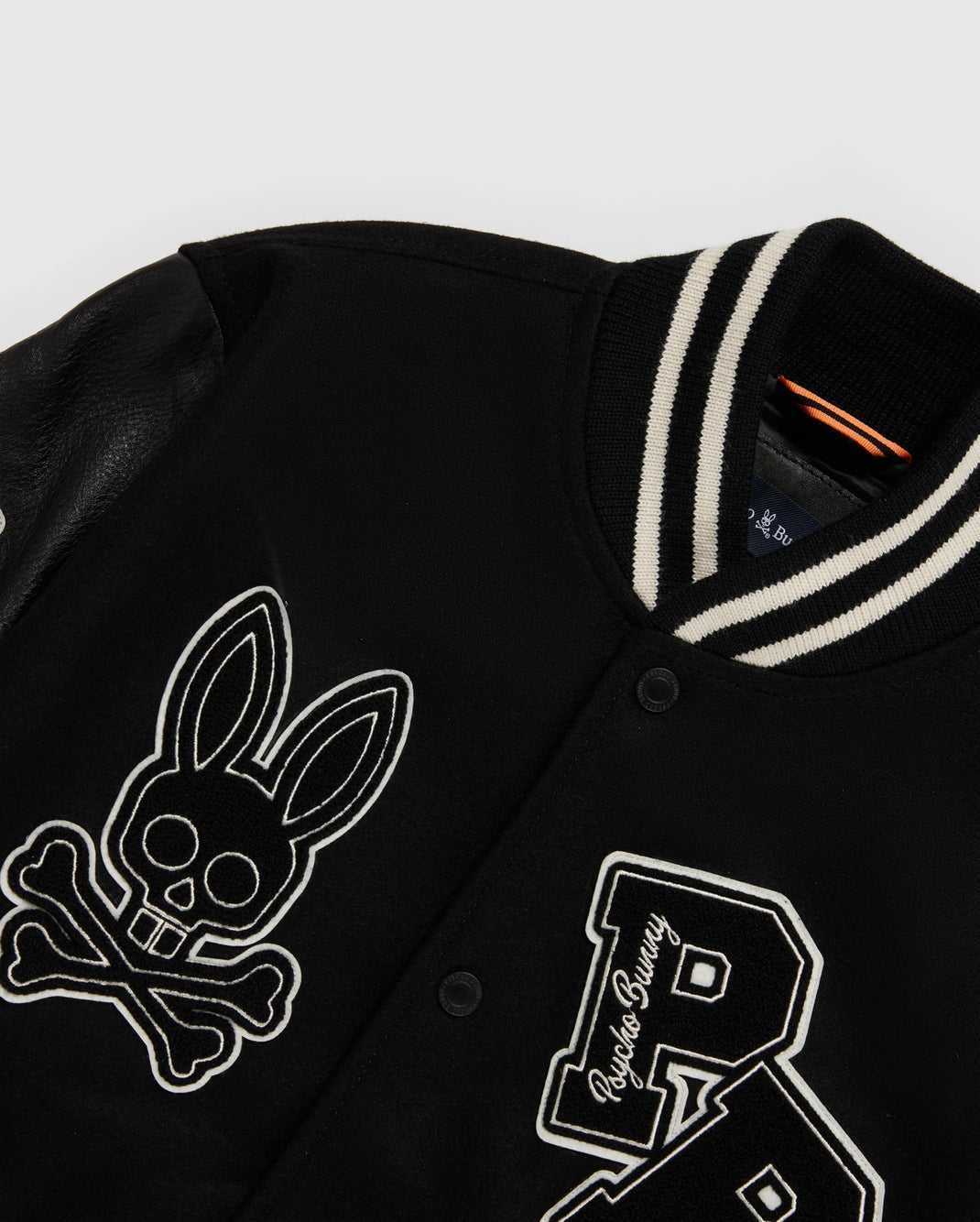 Vestes Psycho Bunny Robbins Varsity Bomber Jacket Noir Homme | EWC-97131288